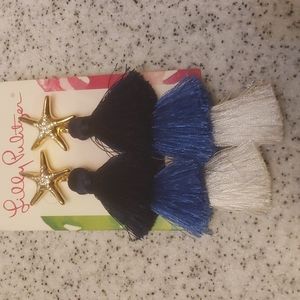 NWT LILLY PULITZER NAUTI NAVY EARRINGS